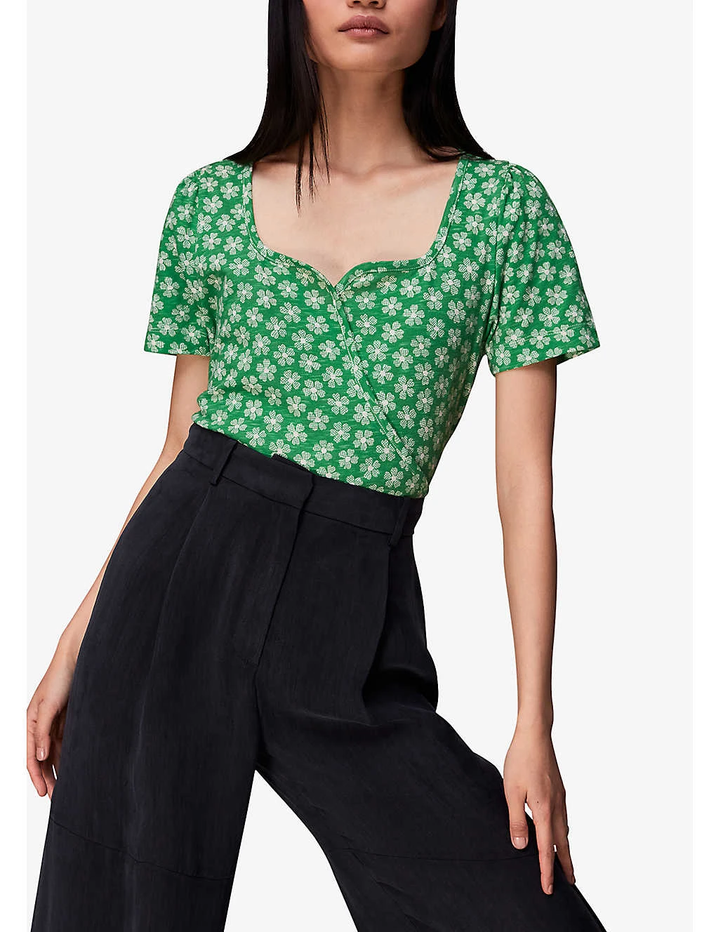 Whistles Daisy Check Floral-print Cotton T-shirt 5 Whistles Daisy Check Floral-print Cotton T-shirt - Image 5