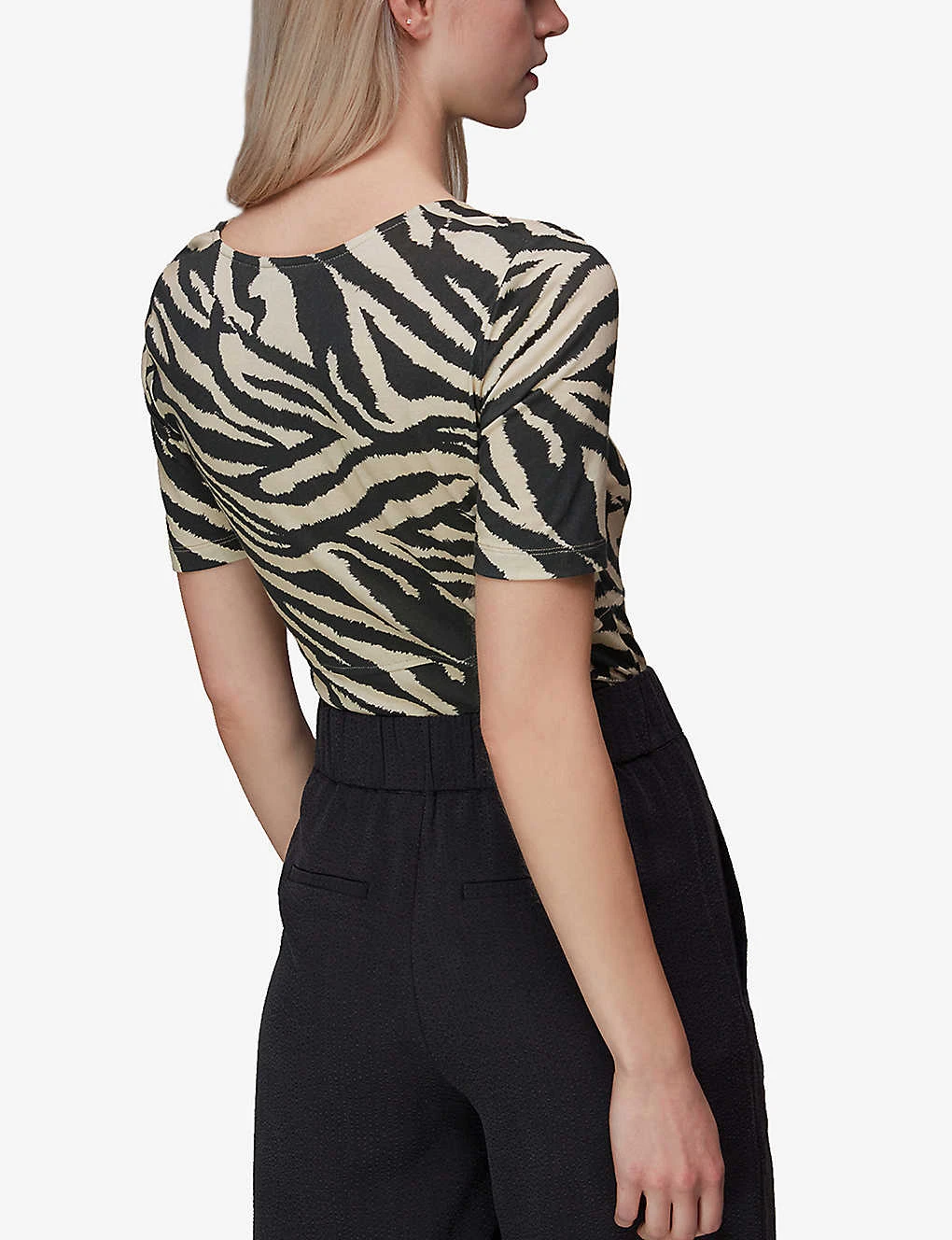 Whistles Zebra Square-neck Stretch-woven T-shirt 4 Whistles Zebra Square-neck Stretch-woven T-shirt - Image 4