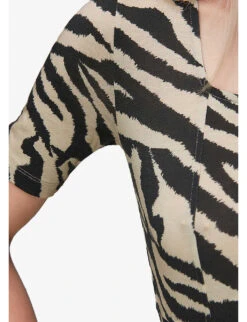 Whistles Zebra Square-neck Stretch-woven T-shirt 9 Whistles Zebra Square-neck Stretch-woven T-shirt -The Fashion Shop R03957365 MULTICOLOURED ALT04