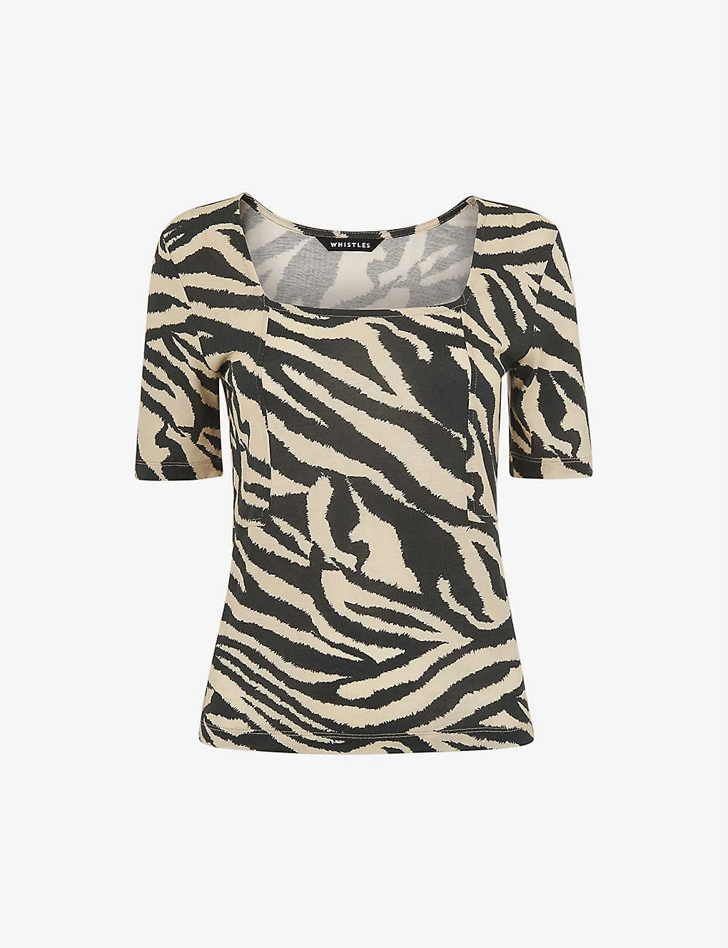 Whistles Zebra Square-neck Stretch-woven T-shirt 1 Whistles Zebra Square-neck Stretch-woven T-shirt