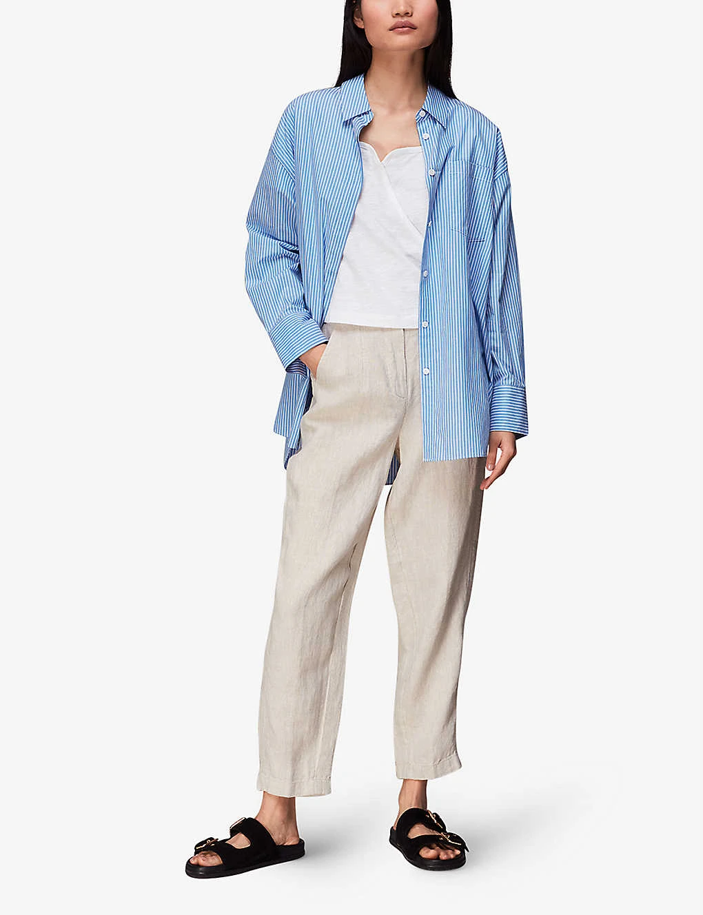 Whistles Square-neck Wrap-detail Cotton-jersey T-shirt 2 Whistles Square-neck Wrap-detail Cotton-jersey T-shirt - Image 2