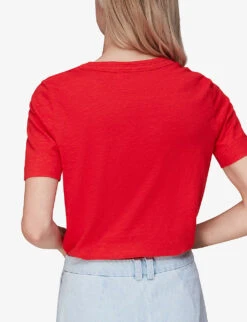 Whistles Rosa Round-neck Cotton T-shirt 8 Whistles Rosa Round-neck Cotton T-shirt -The Fashion Shop R03958303 RED ALT03