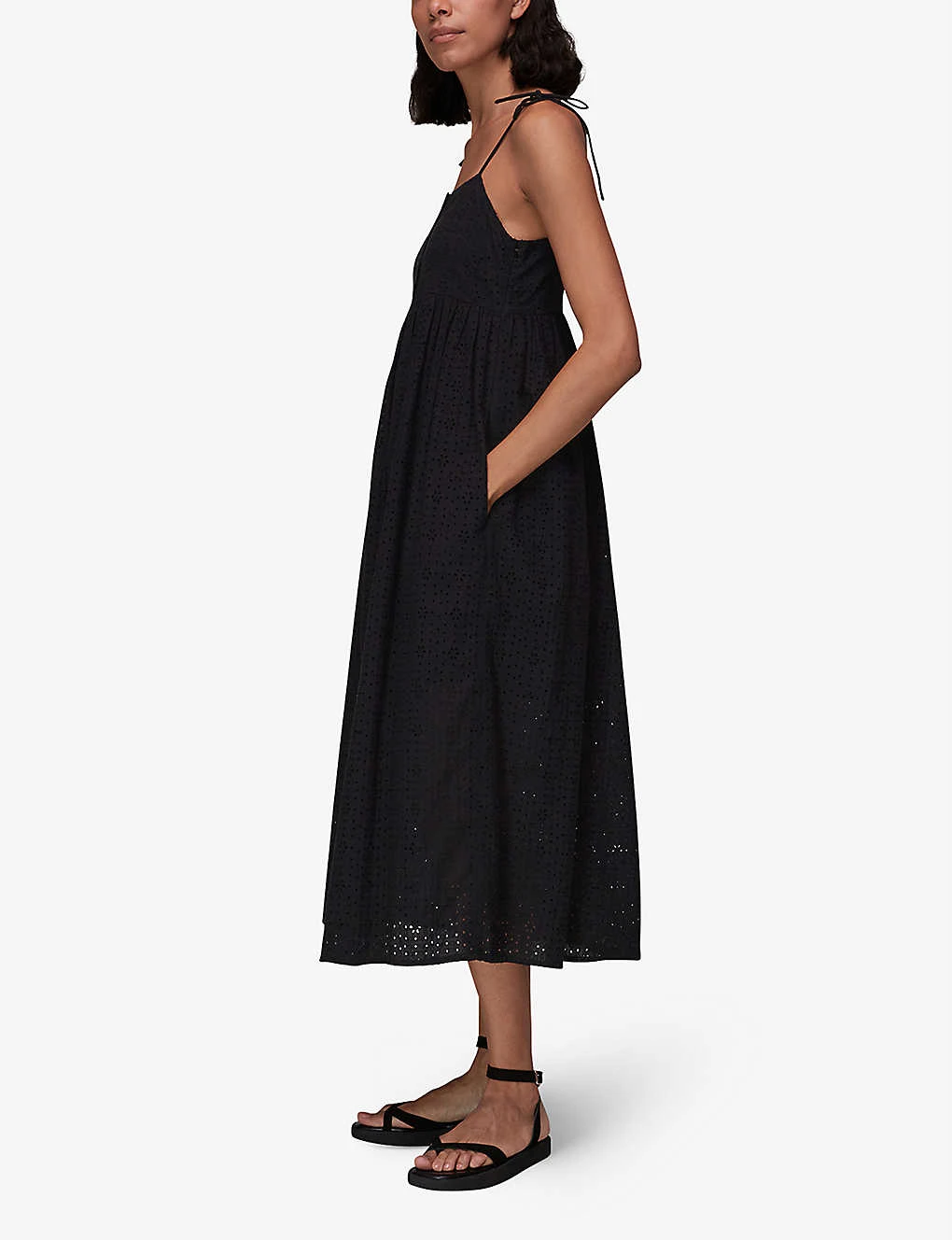 Whistles Mabel Broderie Anglaise Organic Cotton Midi Dress 2 Whistles Mabel Broderie Anglaise Organic Cotton Midi Dress - Image 2