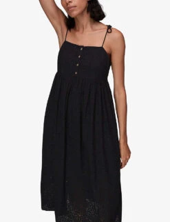 Whistles Mabel Broderie Anglaise Organic Cotton Midi Dress 7 Whistles Mabel Broderie Anglaise Organic Cotton Midi Dress -The Fashion Shop R03959181 BLACK ALT02