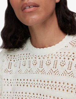 Whistles Elvie Crochet Cotton T-shirt 9 Whistles Elvie Crochet Cotton T-shirt -The Fashion Shop R03959799 CREAM ALT04