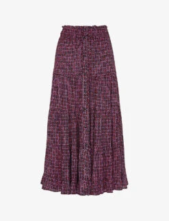 Whistles Twist Polka-dot Woven Midi Skirt
