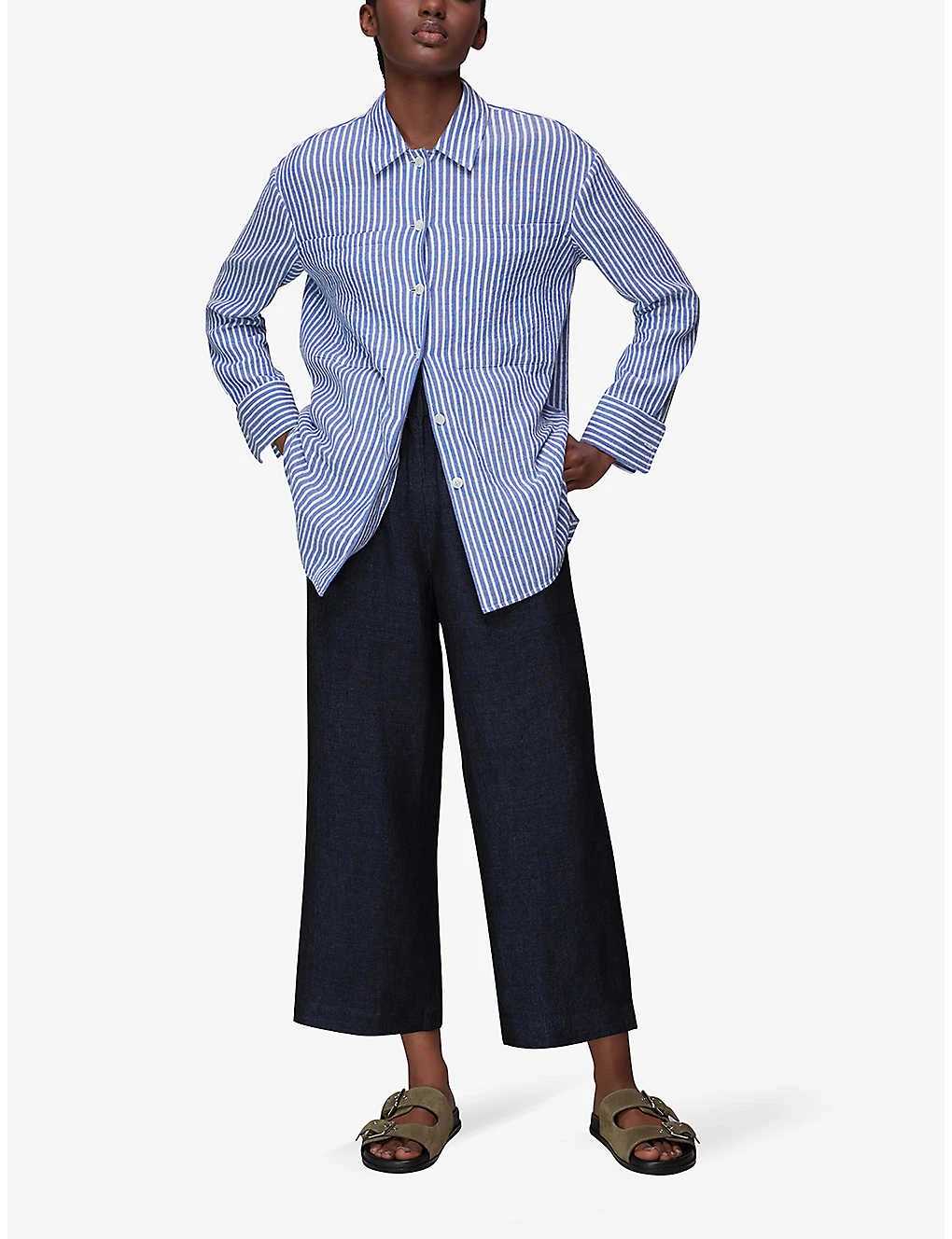 Whistles Relaxed-fit High-rise Linen Trousers 3 Whistles Relaxed-fit High-rise Linen Trousers - Image 3