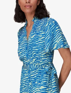 Whistles Seafoam Graphic-print Woven Midi Dress 10 Whistles Seafoam Graphic-print Woven Midi Dress -The Fashion Shop R03962349 MULTICOLOURED ALT04