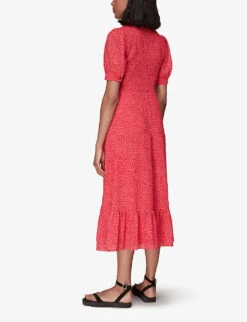 Whistles Checkerboard-print Recycled Polyester Midi Dress -The Fashion Shop R03962350 MULTICOLOURED ALT03