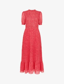 Whistles Checkerboard-print Recycled Polyester Midi Dress