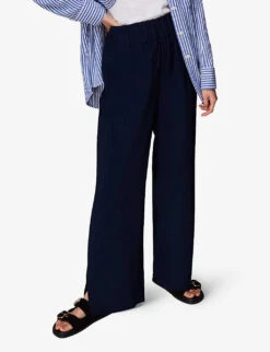 Whistles Nicola Elasticated-waist Woven Trousers 7 Whistles Nicola Elasticated-waist Woven Trousers -The Fashion Shop R03963058 NAVY ALT02