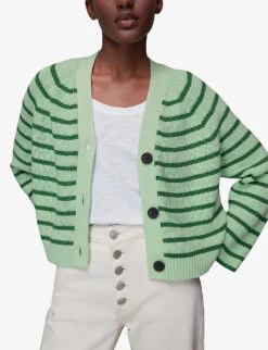Whistles Striped Knitted Cotton Cardigan -The Fashion Shop R03963061 MULTICOLOURED ALT02