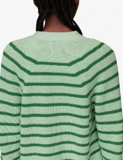 Whistles Striped Knitted Cotton Cardigan -The Fashion Shop R03963061 MULTICOLOURED ALT03