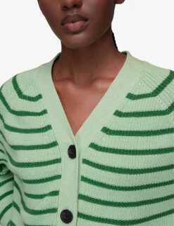 Whistles Striped Knitted Cotton Cardigan -The Fashion Shop R03963061 MULTICOLOURED ALT05