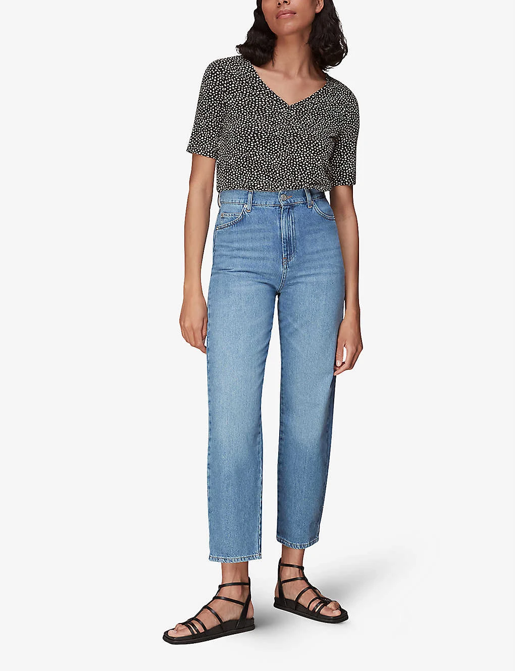 Whistles Ink Leopard-print Ruched Woven T-shirt 2 Whistles Ink Leopard-print Ruched Woven T-shirt - Image 2