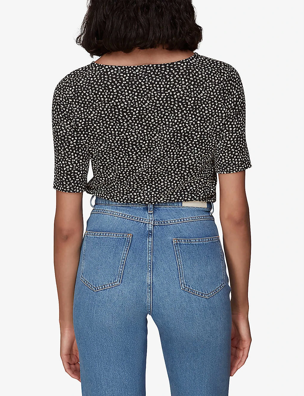 Whistles Ink Leopard-print Ruched Woven T-shirt 4 Whistles Ink Leopard-print Ruched Woven T-shirt - Image 4