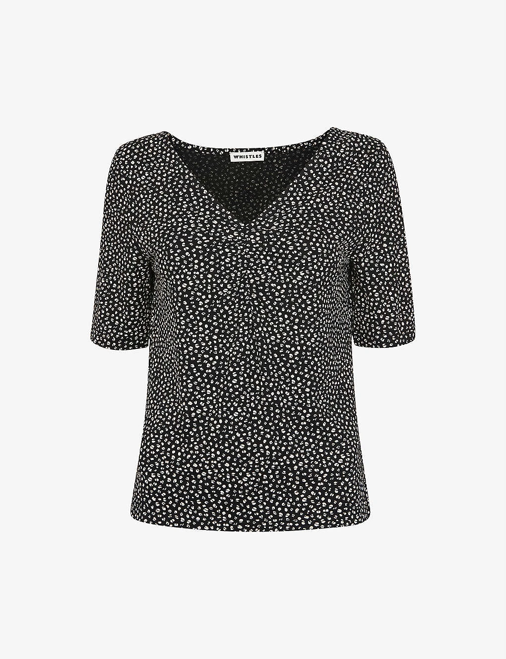 Whistles Ink Leopard-print Ruched Woven T-shirt 1 Whistles Ink Leopard-print Ruched Woven T-shirt
