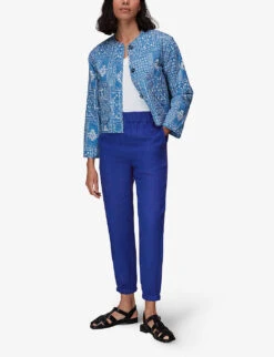 Whistles Laura Elasticated-waist Linen Jogging Bottoms -The Fashion Shop R03964323 BLUE ALT02