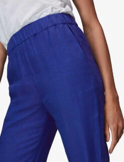 Whistles Laura Elasticated-waist Linen Jogging Bottoms -The Fashion Shop R03964323 BLUE ALT04