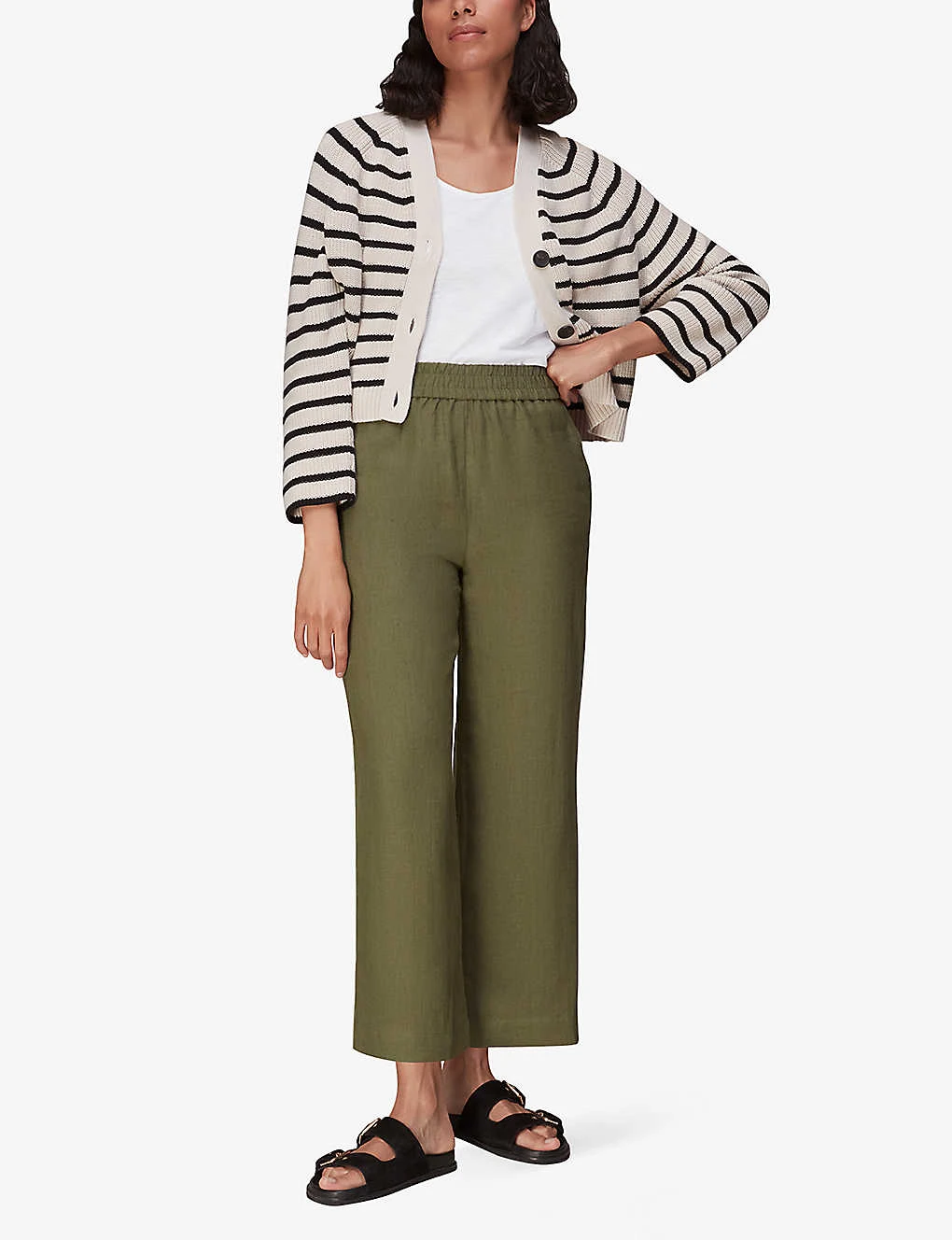 Whistles Cropped Wide-leg Mid-rise Linen Trousers 2 Whistles Cropped Wide-leg Mid-rise Linen Trousers - Image 2