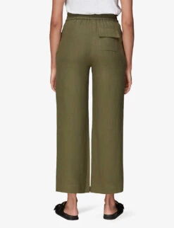 Whistles Cropped Wide-leg Mid-rise Linen Trousers 6 Whistles Cropped Wide-leg Mid-rise Linen Trousers -The Fashion Shop R03964324 KHAKIOLIVE ALT02