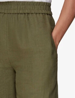 Whistles Cropped Wide-leg Mid-rise Linen Trousers 7 Whistles Cropped Wide-leg Mid-rise Linen Trousers -The Fashion Shop R03964324 KHAKIOLIVE ALT03