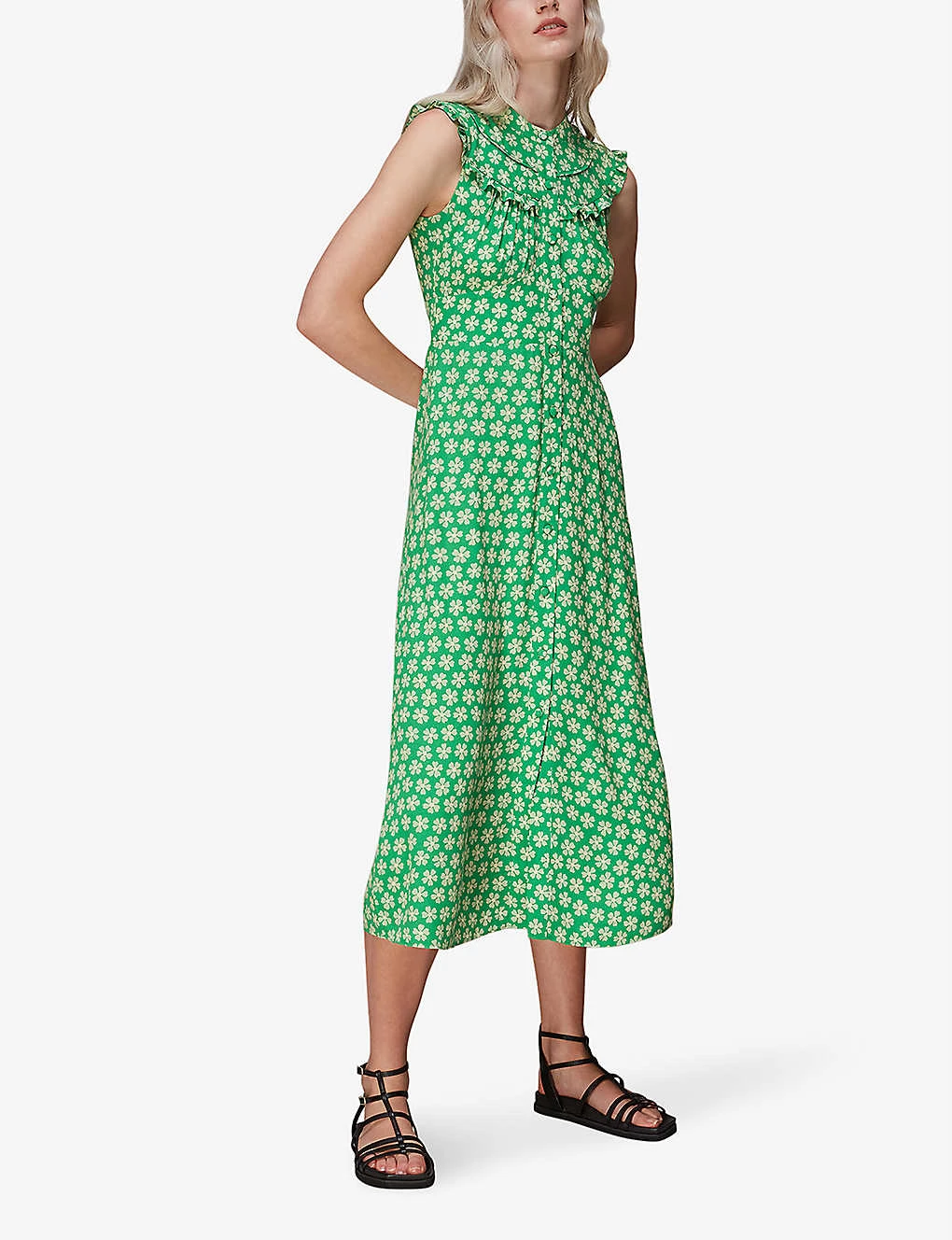 Whistles Daisy-print Ruffled Woven Midi Dress 2 Whistles Daisy-print Ruffled Woven Midi Dress - Image 2