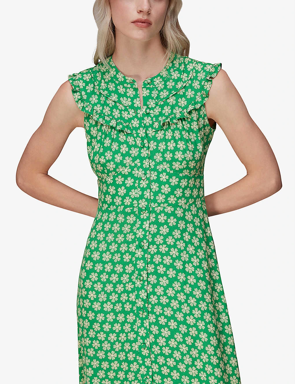 Whistles Daisy-print Ruffled Woven Midi Dress 4 Whistles Daisy-print Ruffled Woven Midi Dress - Image 4
