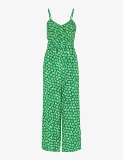 Whistles Daisy Floral-print Crepe Jumpsuit