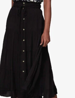 Whistles Crinkled Woven Midi Skirt 8 Whistles Crinkled Woven Midi Skirt -The Fashion Shop R03968983 BLACK ALT02