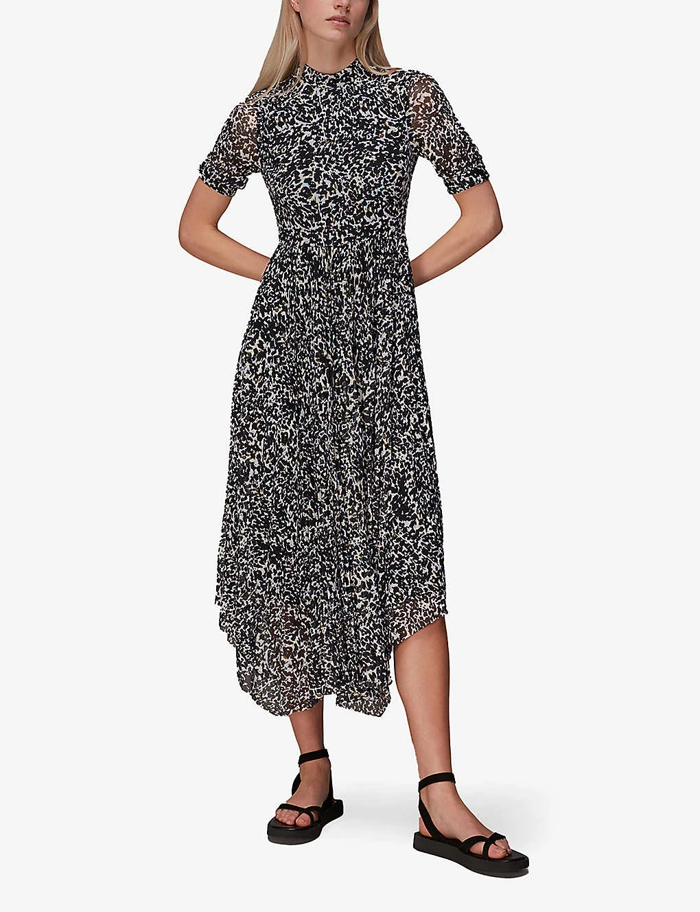 Whistles Smudge Cheetah-print Woven Mesh Midi Dress 2 Whistles Smudge Cheetah-print Woven Mesh Midi Dress - Image 2