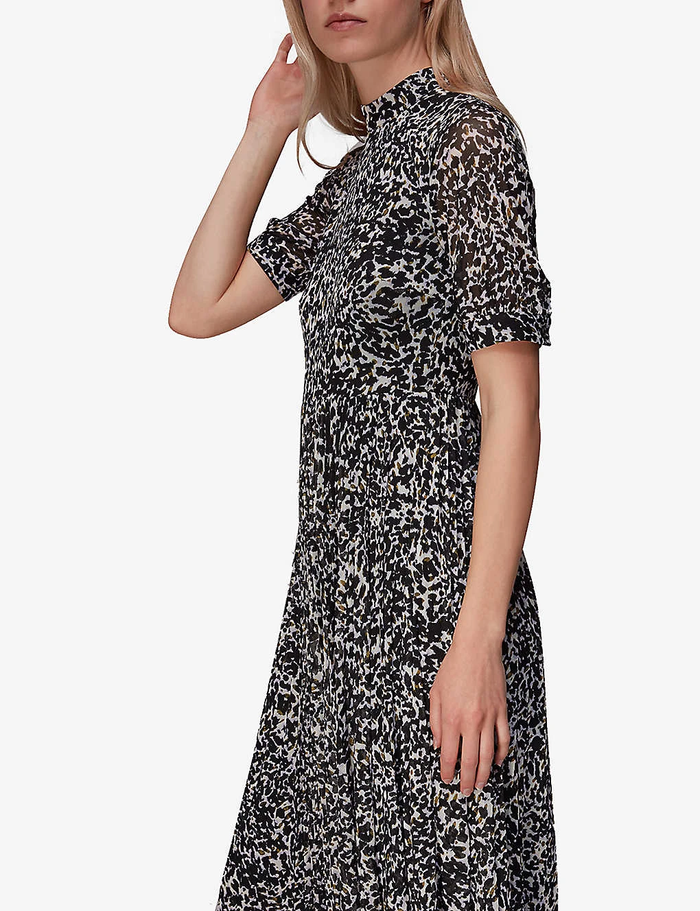 Whistles Smudge Cheetah-print Woven Mesh Midi Dress 3 Whistles Smudge Cheetah-print Woven Mesh Midi Dress - Image 3