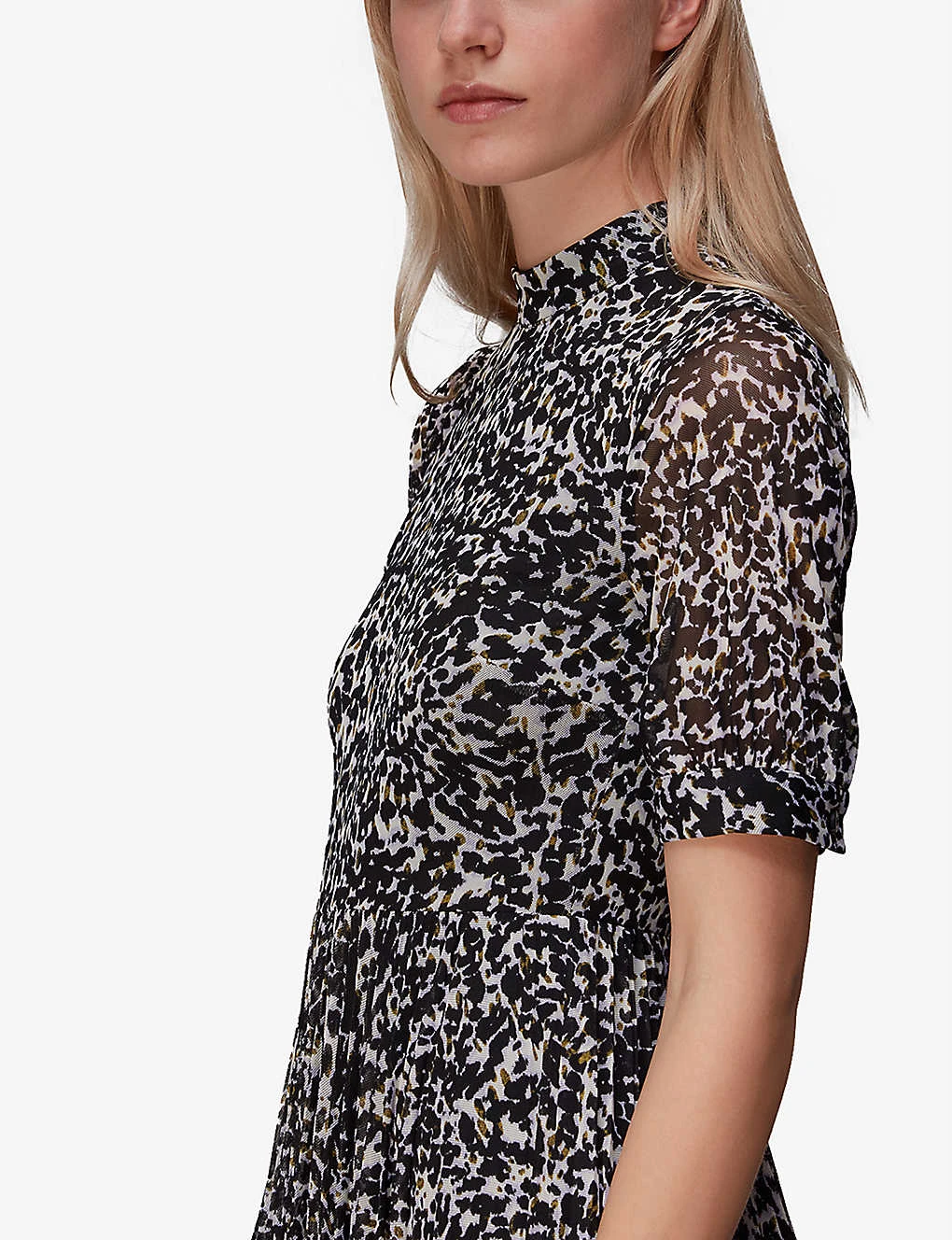 Whistles Smudge Cheetah-print Woven Mesh Midi Dress 5 Whistles Smudge Cheetah-print Woven Mesh Midi Dress - Image 5