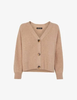 Whistles V-neck Relaxed-fit Cotton-blend Cardigan