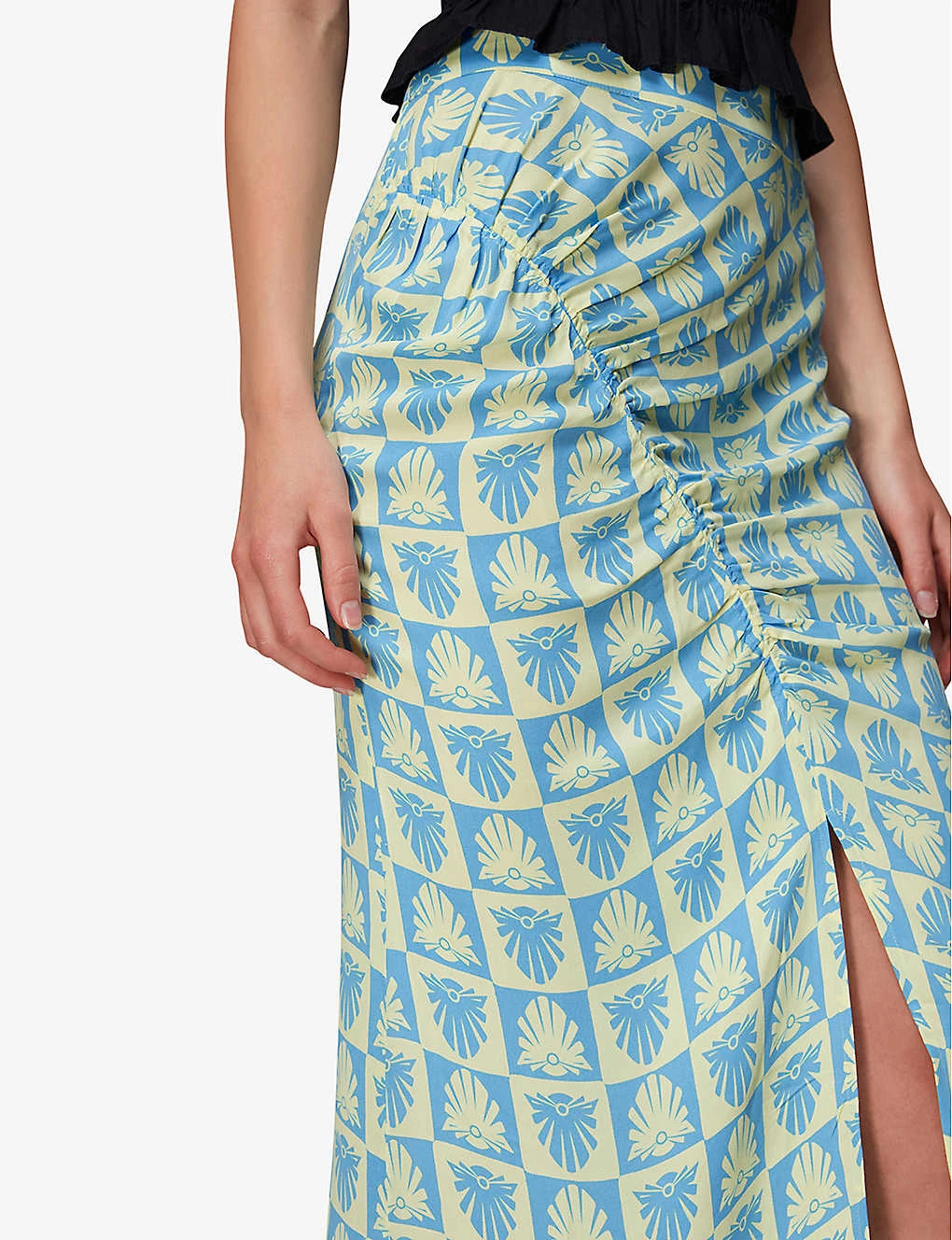 Whistles Cleo Ruched Detail Woven Midi Skirt 3 Whistles Cleo Ruched Detail Woven Midi Skirt - Image 3
