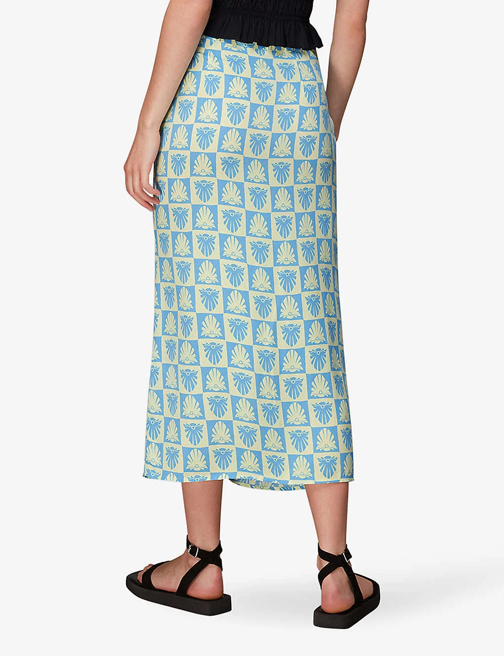 Whistles Cleo Ruched Detail Woven Midi Skirt 4 Whistles Cleo Ruched Detail Woven Midi Skirt - Image 4