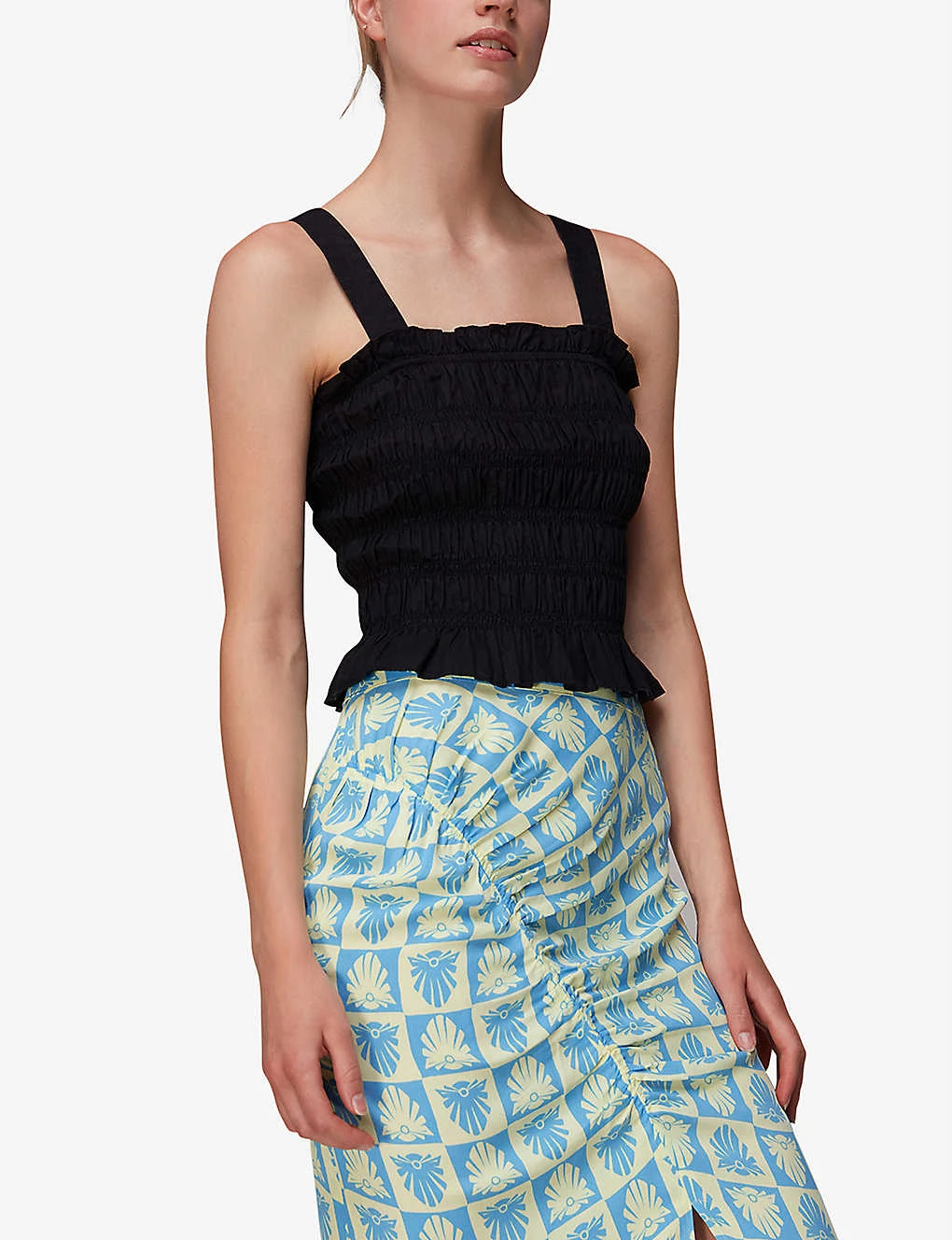 Whistles Cleo Ruched Detail Woven Midi Skirt 6 Whistles Cleo Ruched Detail Woven Midi Skirt - Image 6