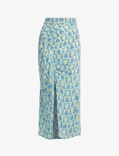 Whistles Cleo Ruched Detail Woven Midi Skirt
