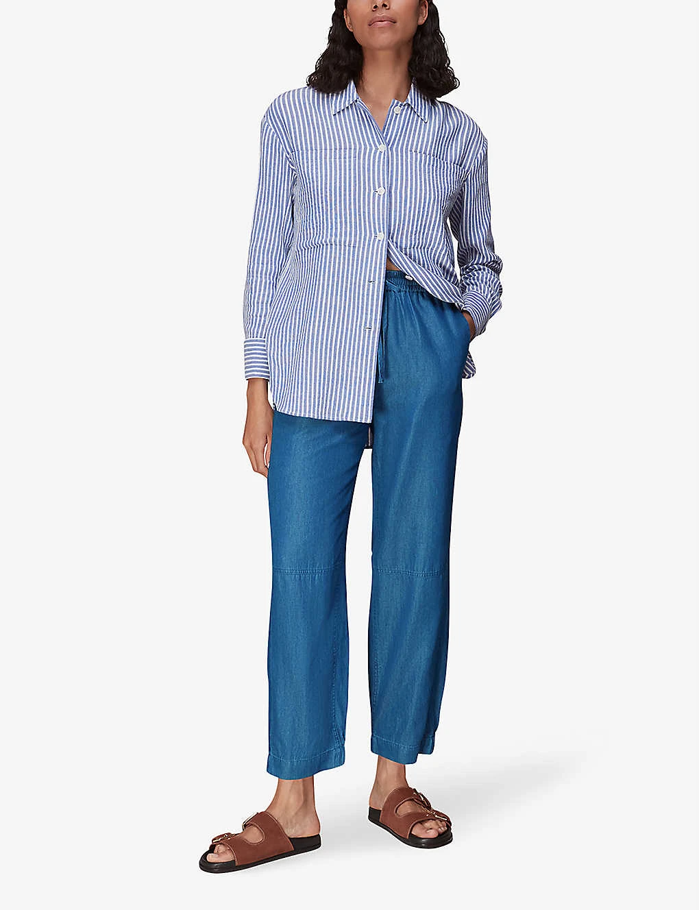 Whistles Lucy High-rise Cotton-chambray Trousers 2 Whistles Lucy High-rise Cotton-chambray Trousers - Image 2