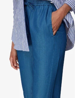 Whistles Lucy High-rise Cotton-chambray Trousers 10 Whistles Lucy High-rise Cotton-chambray Trousers -The Fashion Shop R03970833 BLUE ALT04