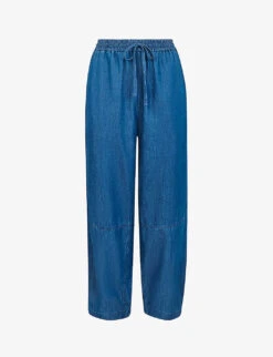 Whistles Lucy High-rise Cotton-chambray Trousers