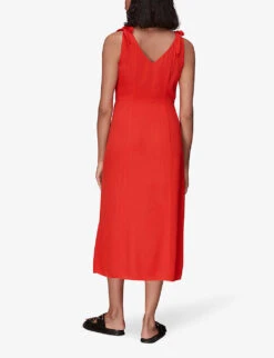Whistles Hanna Tie-shoulder Woven Midi Dress -The Fashion Shop R03971412 RED ALT03