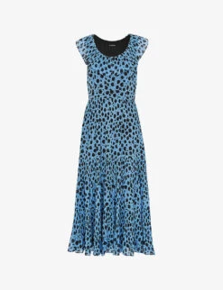 Whistles Dalmation-print Recycled-polyester Midi Dress