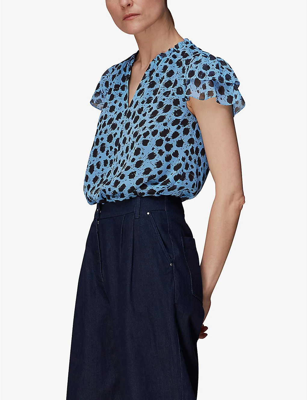 Whistles Brushed-Dalmation Printed Recycled-polyester Blouse 2 Whistles Brushed-Dalmation Printed Recycled-polyester Blouse - Image 2