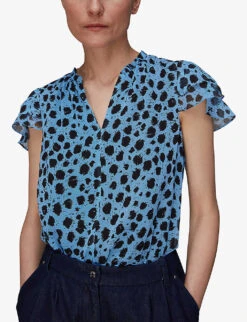 Whistles Brushed-Dalmation Printed Recycled-polyester Blouse 8 Whistles Brushed-Dalmation Printed Recycled-polyester Blouse -The Fashion Shop R03972289 MULTICOLOURED ALT02