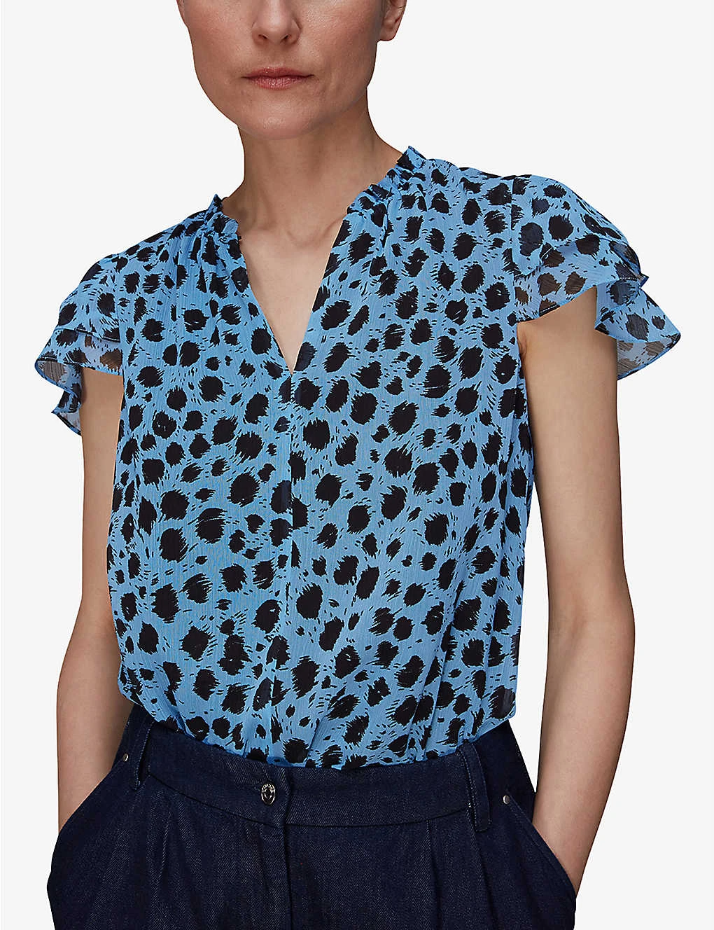 Whistles Brushed-Dalmation Printed Recycled-polyester Blouse 3 Whistles Brushed-Dalmation Printed Recycled-polyester Blouse - Image 3