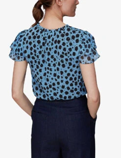 Whistles Brushed-Dalmation Printed Recycled-polyester Blouse 9 Whistles Brushed-Dalmation Printed Recycled-polyester Blouse -The Fashion Shop R03972289 MULTICOLOURED ALT03