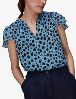 Whistles Brushed-Dalmation Printed Recycled-polyester Blouse 11 Whistles Brushed-Dalmation Printed Recycled-polyester Blouse -The Fashion Shop R03972289 MULTICOLOURED ALT05