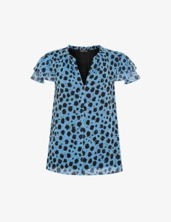 Whistles Brushed-Dalmation Printed Recycled-polyester Blouse