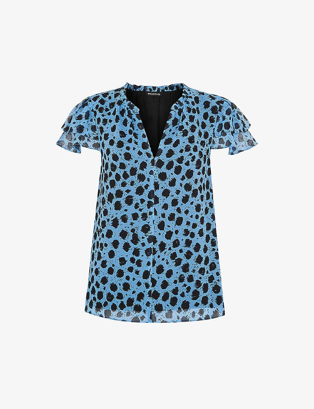 Whistles Brushed-Dalmation Printed Recycled-polyester Blouse 1 Whistles Brushed-Dalmation Printed Recycled-polyester Blouse